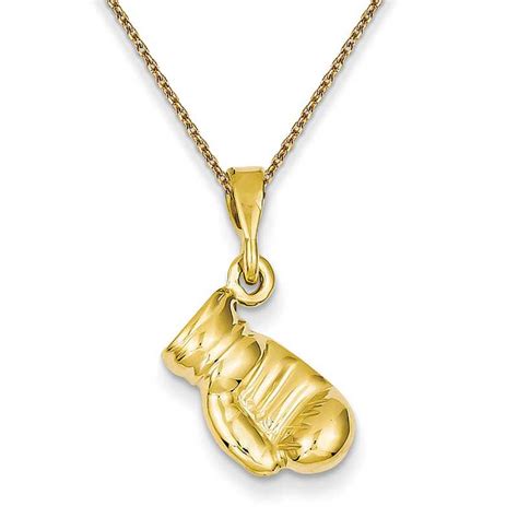 Boxing Gloves Necklace Men's Women 14k Gold Finish Fighter 